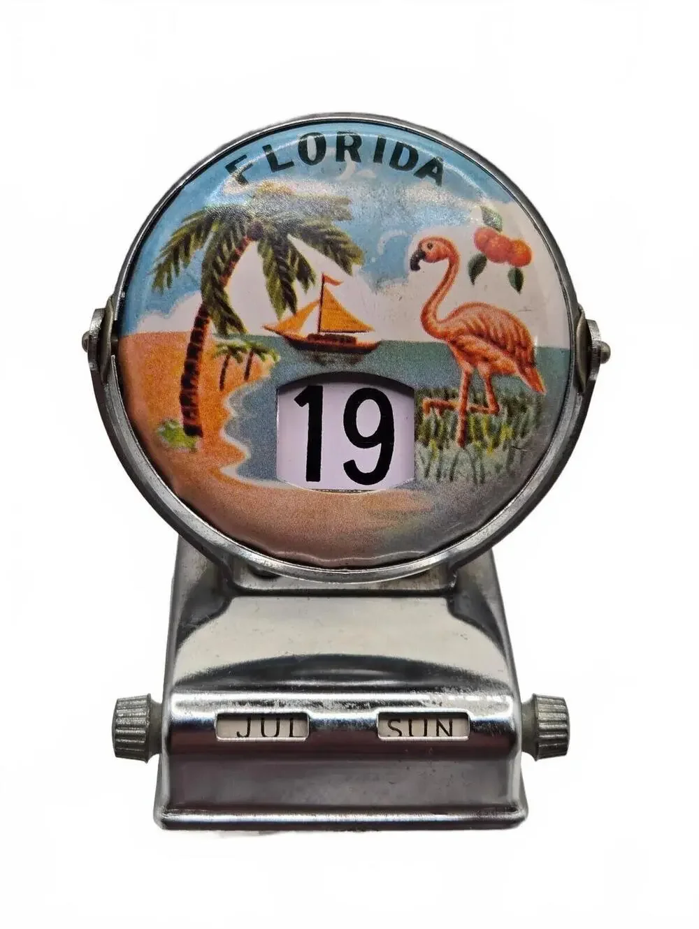 Vintage 1950s Flip Desk Perpetual Calendar, Florida Souvenir Works great